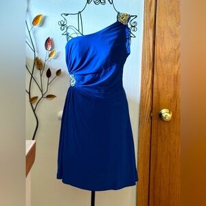 Hailey Logan one shoulder blue dress